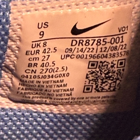 Nike Kids Sneakers White and Yellow with Blue Accents - Picture 8 of 8